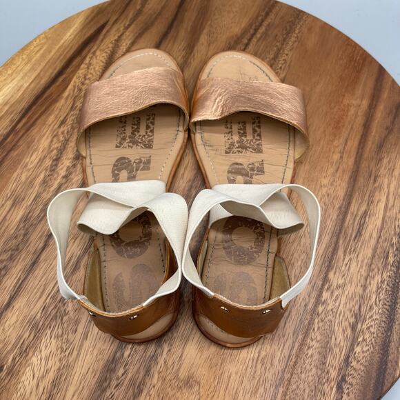Sorel Ella Sandals Size 9 Rose Gold Metallic Leather Cross Strap Gladiator - Picture 5 of 8